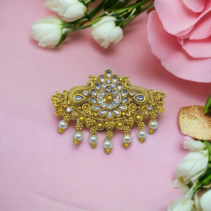 Matte Gold Plated Antique Design Hair Clip/Hair Barrette - Trendisia