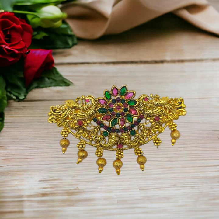 Matte Gold Plated Antique Design Hair Clip/Hair Barrette - Trendisia