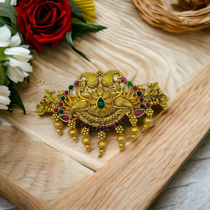 Matte Gold Plated Antique Design Hair Clip/Hair Barrette - Trendisia