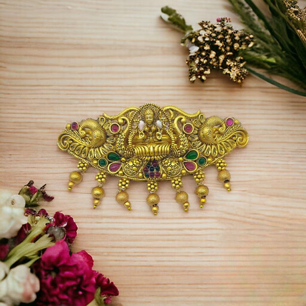 Matte Gold Plated Temple Design Hair Clip/Hair Barrette - Trendisia