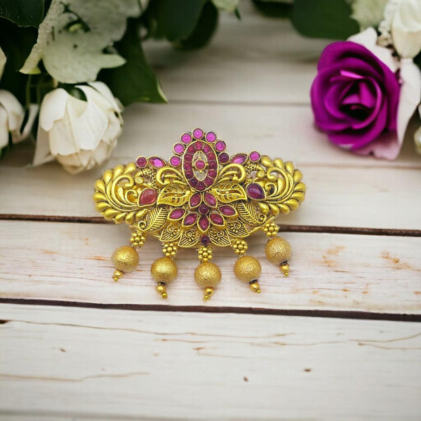 Matte Gold Plated Antique Design Hair Clip/Hair Barrette - Trendisia