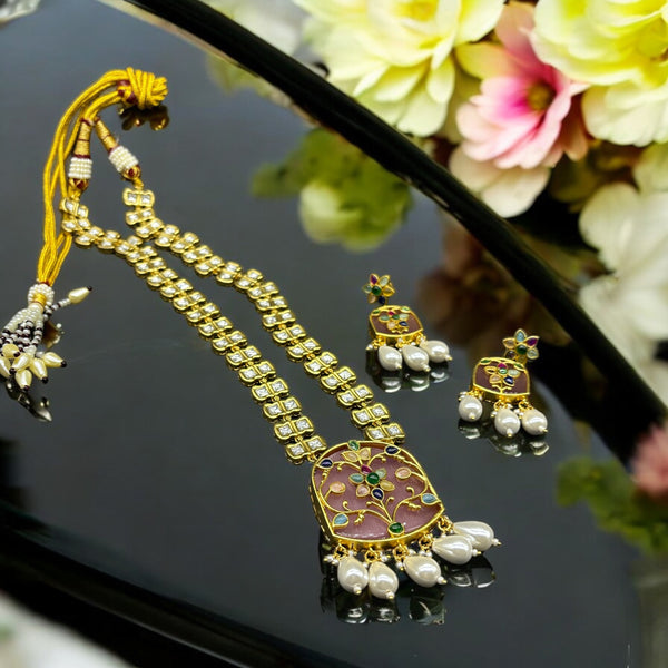 Exquisite Kundan Pearl & Enamel Necklace Set