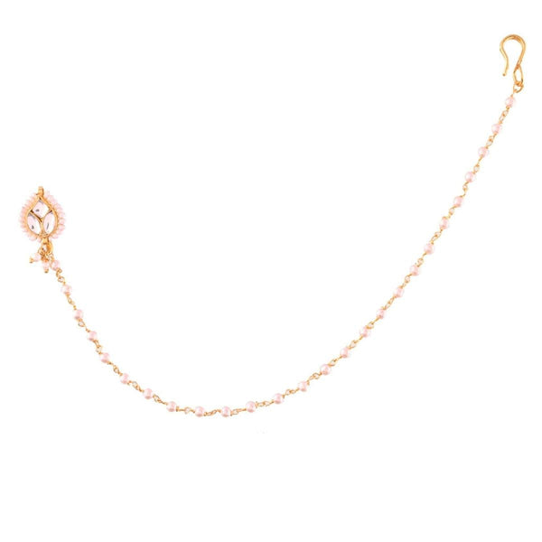 Elegant Gold-Plated Nath with Pearl Chain