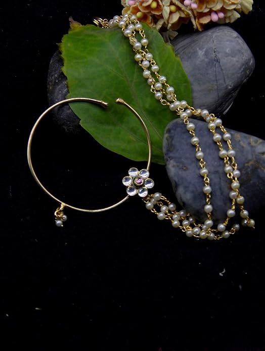 Traditional Gold-Plated Nath with Pearl Detailing