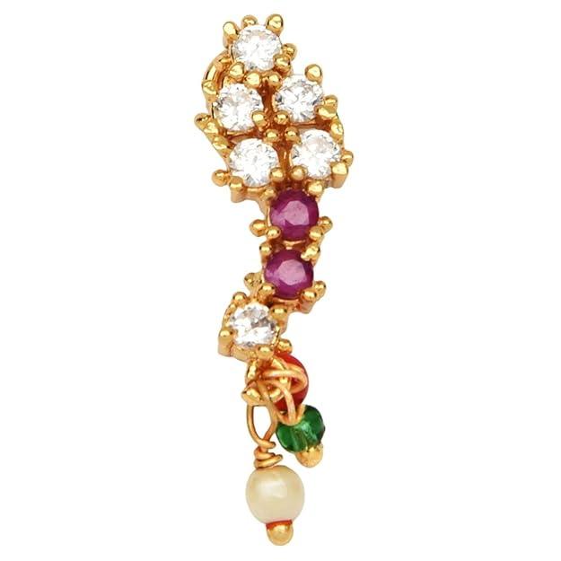 Multi Color Banu Nath Brass Nose Ring - Trendisia