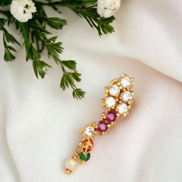 Multi Color Banu Nath Brass Nose Ring - Trendisia