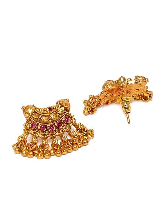 Red Gold-Plated Ruby Beaded Handcrafted Jewellery Set - Trendisia