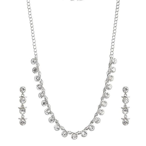 Silver-Plated AD-Studded Jewellery Set - Trendisia