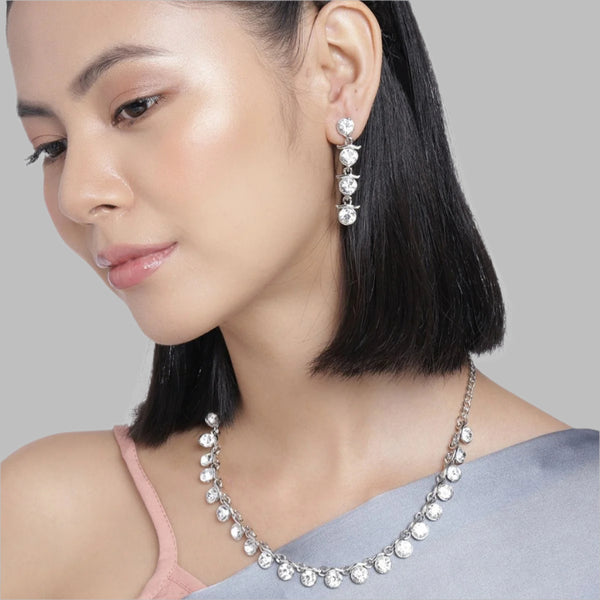 Silver-Plated AD-Studded Jewellery Set