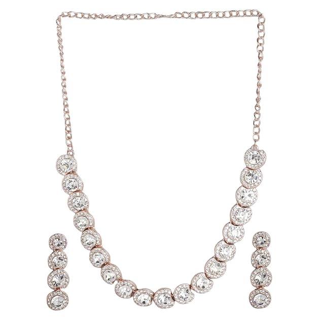 Rose-Gold Plated AD Studded Jewellery Set - Trendisia