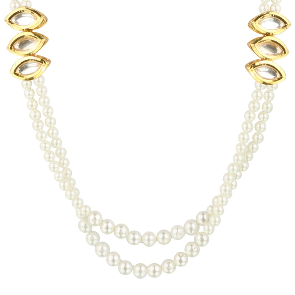 Elegant Double Strand Pearl Necklace with Gold Accents