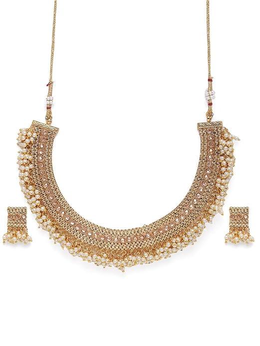 Gold plated Handcrafted pearl necklace set - Trendisia