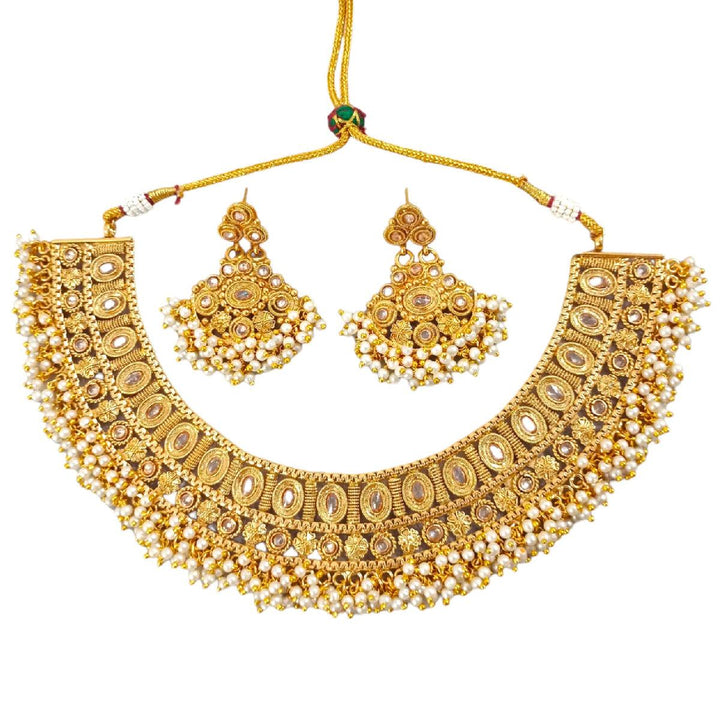 Traditional Pearls Necklace set With Earrings - Trendisia