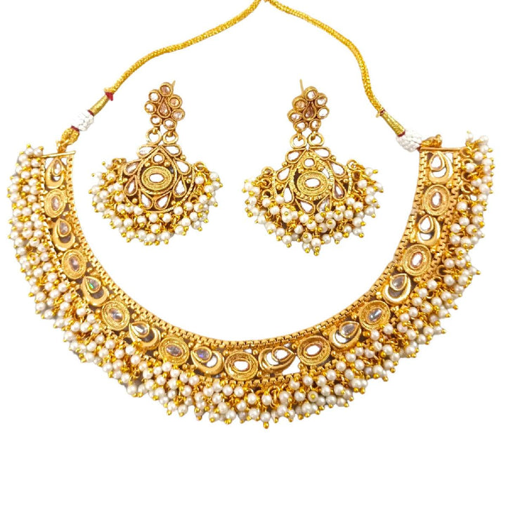 Traditional Pearls Necklace set With Earrings - Trendisia