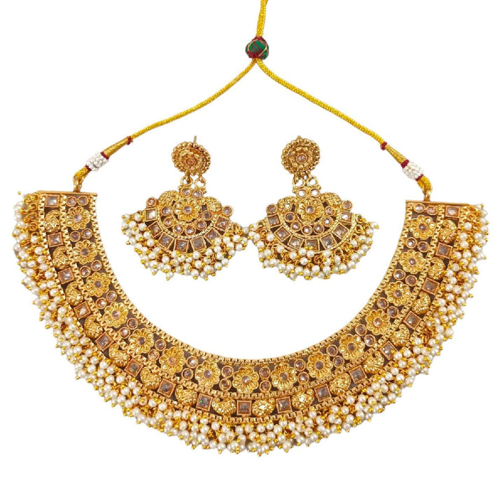 Traditional Pearls Necklace set With Earrings - Trendisia