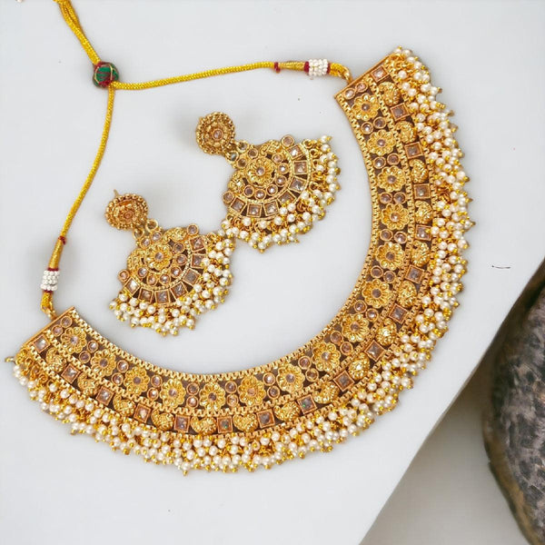 Traditional Pearls Necklace set With Earrings - Trendisia