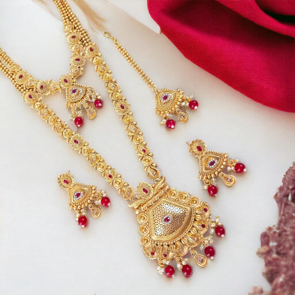 Indian Jewelry Set with Earrings & Maang Tika - Trendisia