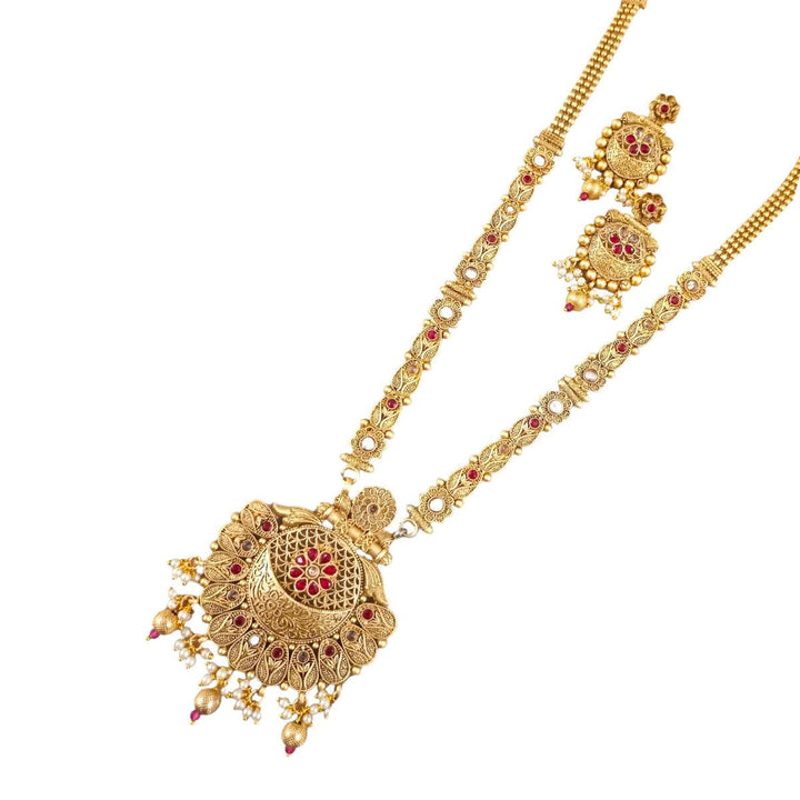 Traditional Brass Copper Jewellery Set With Earrings - Trendisia