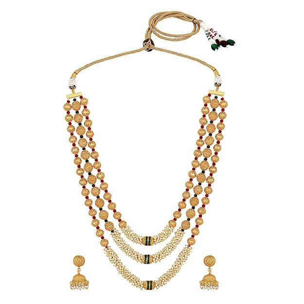 Gold-Plated Pearl Beaded Jewellery Set - Trendisia