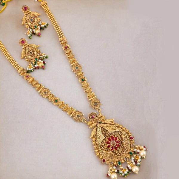 Traditional Brass Copper Jewellery Set With Earrings - Trendisia