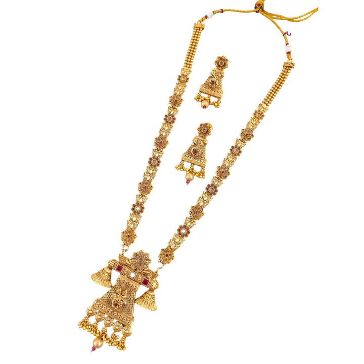 Traditional Brass Copper Jewellery Set With Earrings - Trendisia