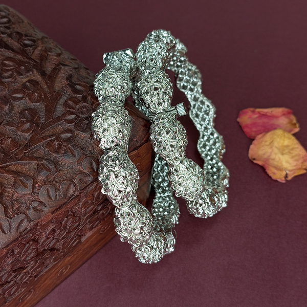 Handcrafted Traditional Rajasthani Silver-Plated Ethnic Kada