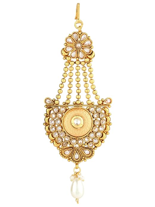 Elegant Traditional Gold-Plated Jhumka Earrings with Pearl D