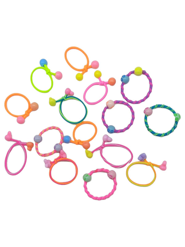 Set of 16 Colorful Elastic Hair Ties for Girls – Beaded Ha