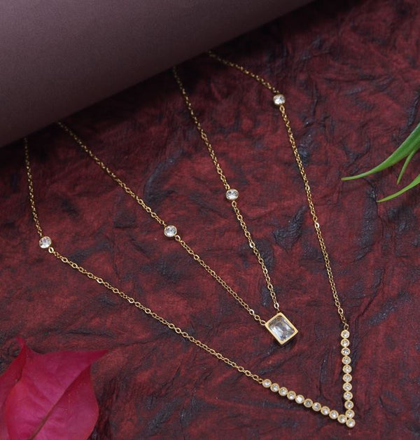 Stainless steel 'V"Shape Pendent Necklace - STNK 5478