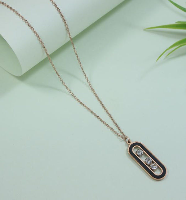 Stainless Steel Geometric Move Pendent Necklace - STNK 5480