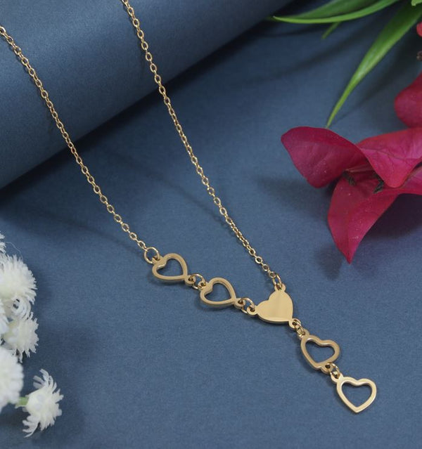 Stainless Steel Hanging Heart Pendent Necklace - STNK 5483