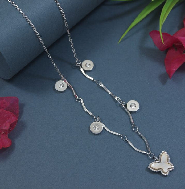 Stainless Steel Butterfly Pendent Necklace  - STNK 5484