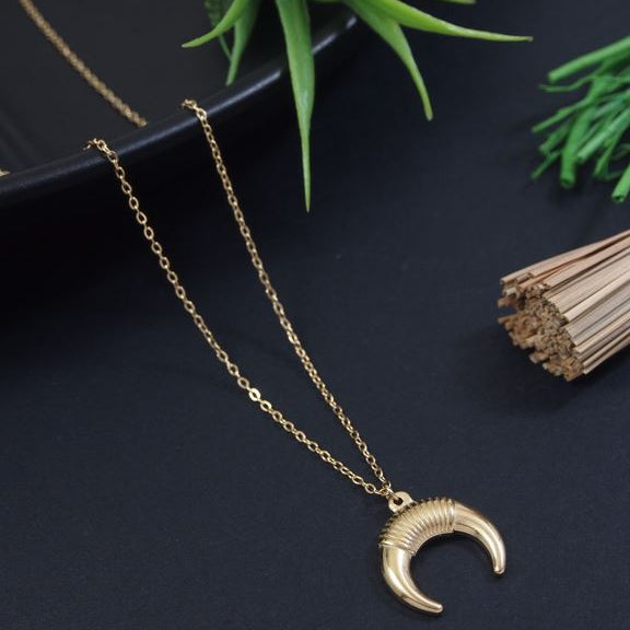 Stainless Steel Moon Pendent Necklace
