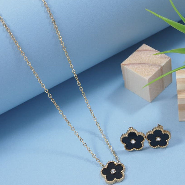 Stainless Steel Coloural Flower Pendent Set Necklace