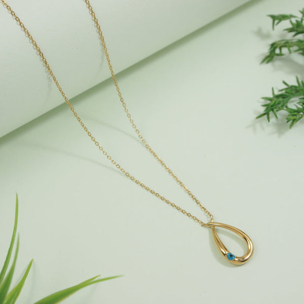 Stainless Steel Tear Drop Evil Eye Necklace