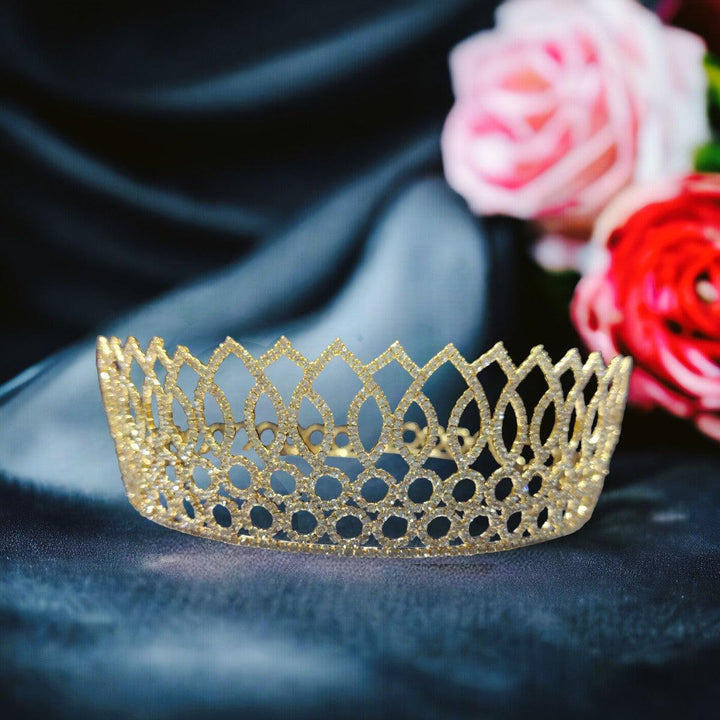 Silver Plated Embellish Rhinestone Tiara fashion show Crown - Trendisia