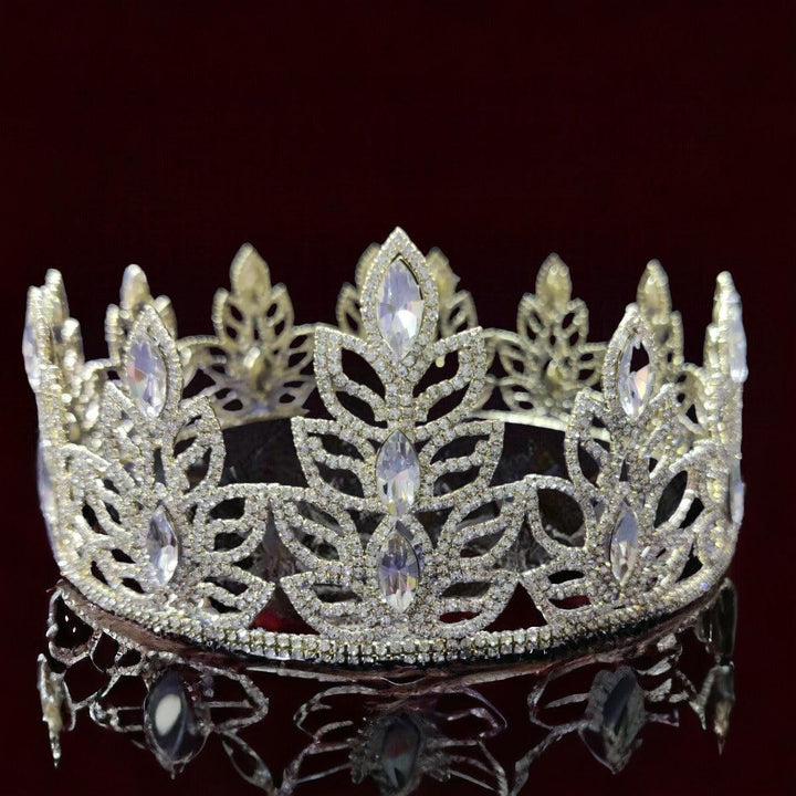 Silver Plated Embellish Rhinestone Tiara fashion show Crown - Trendisia