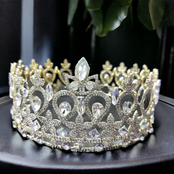 Silver Plated Embellish Rhinestone Tiara fashion show Crown - Trendisia