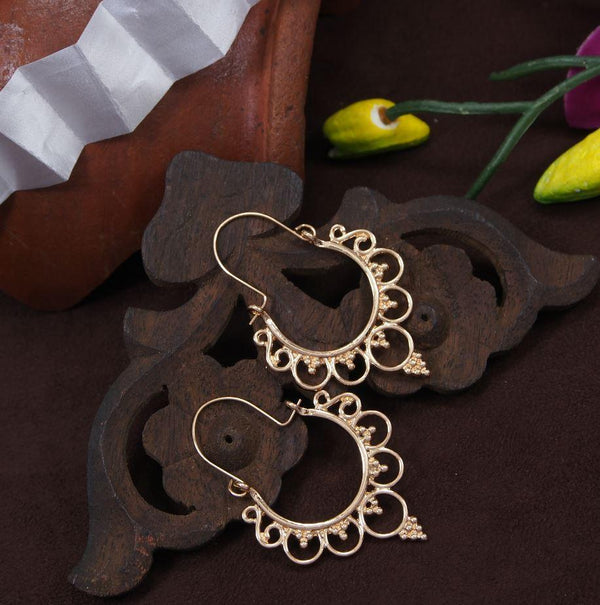 Gold Plated Chandbali Western Hoops Earring-WER 3307 - Trendisia