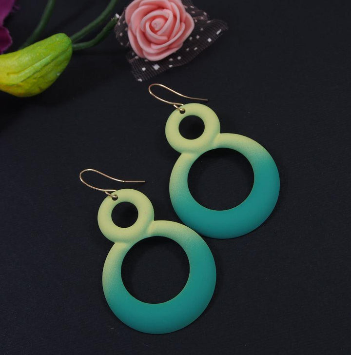 Gold Plated Multi Neon Fluorescent Dual Round Western Earring-WER 3356 - Trendisia