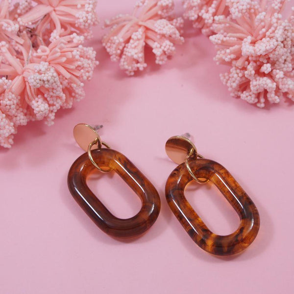 Gold Plated Acrylic Resin Drop Earring-WER 3429 - Trendisia