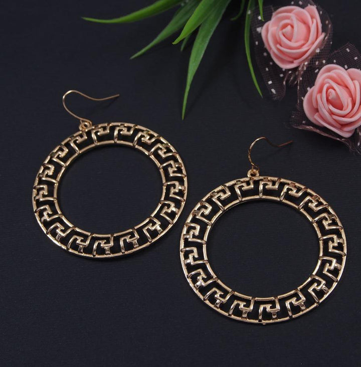 Gold Plated Greek Design Circle Shape Western Earring-WER 3500 - Trendisia