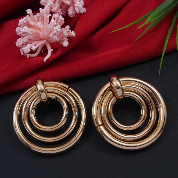 Gold Plated Layered Circle Western Earring-WER 3528 - Trendisia