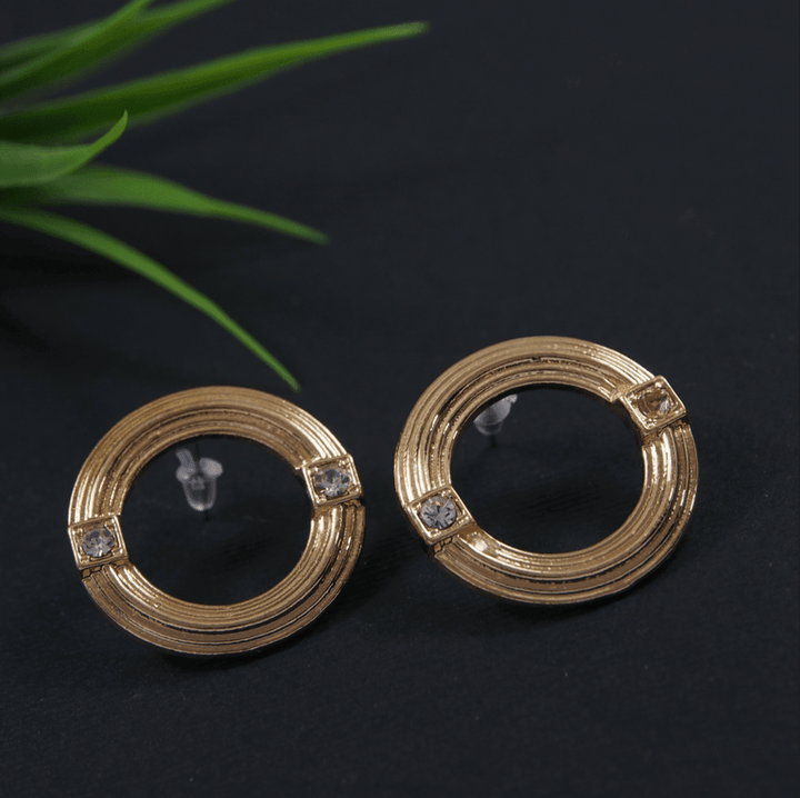 Gold Plated Round Shaped Stud Western Earring-WER 3795 - Trendisia