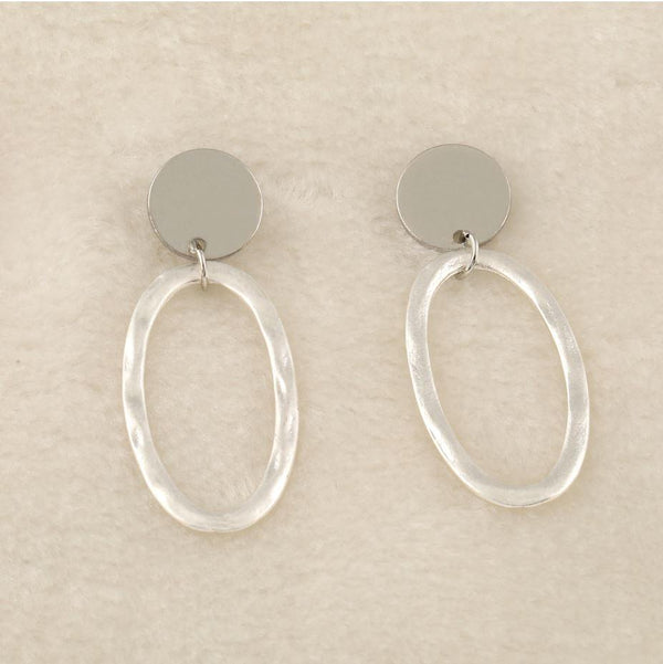 Silver Plated Oval Shaped Drop Earring-WER 555 - Trendisia