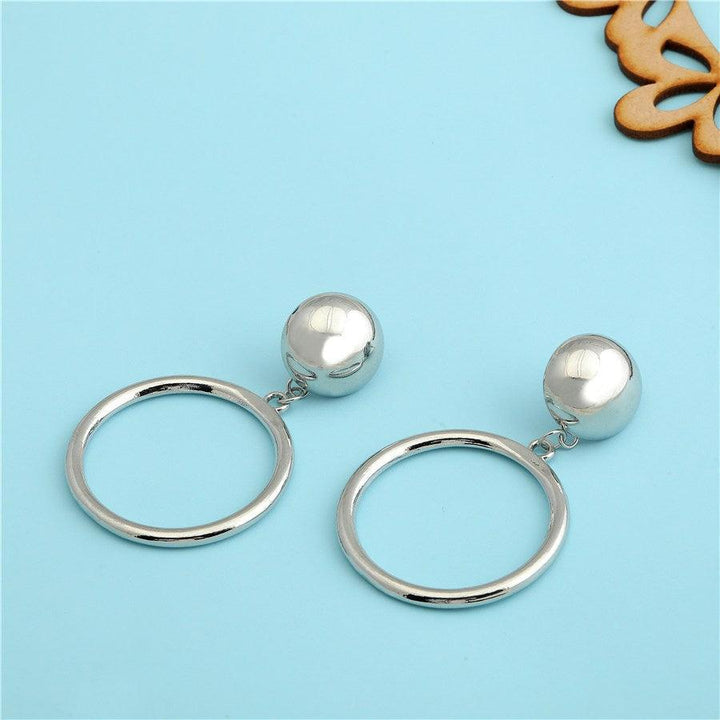 Silver Plated Circular Drop Earring- WER80 - Trendisia