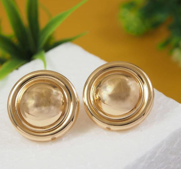 Gold/Silver Plated Circle Button Stud Western Earring - WER 4728 - Trendisia