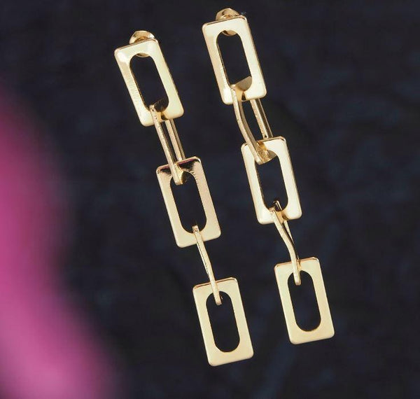 Gold/Silver Plated Geometric Link Western Earring - WER 4729 - Trendisia