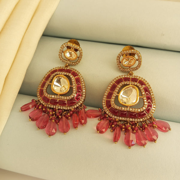 Victorian Polki ruby dangle earrings