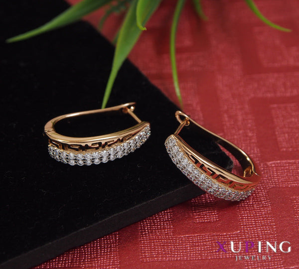 Gold Plated Curve Shaped Cubic Zicronia Xuping Earring- XPNGER 4496